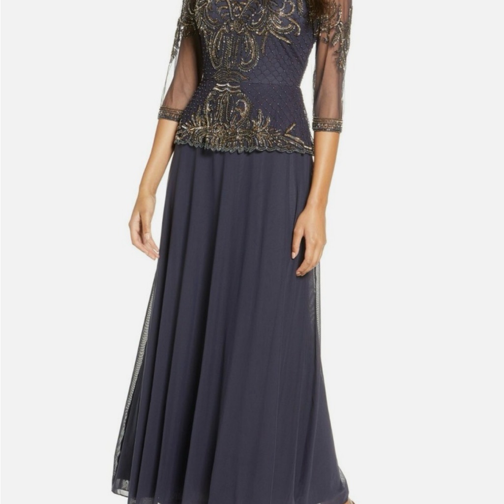 Pisarro Nights Women's Bead-Embellished Gown In Slate/Copper
